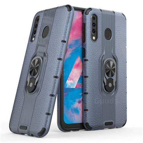 Alita Battle Angel Armor Metal Ring Grip Shockproof Dual Layer Rugged Hard Cover for Samsung Galaxy M30 - Blue