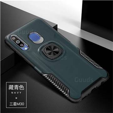 Knight Armor Anti Drop PC + Silicone Invisible Ring Holder Phone Cover for Samsung Galaxy M30 - Navy