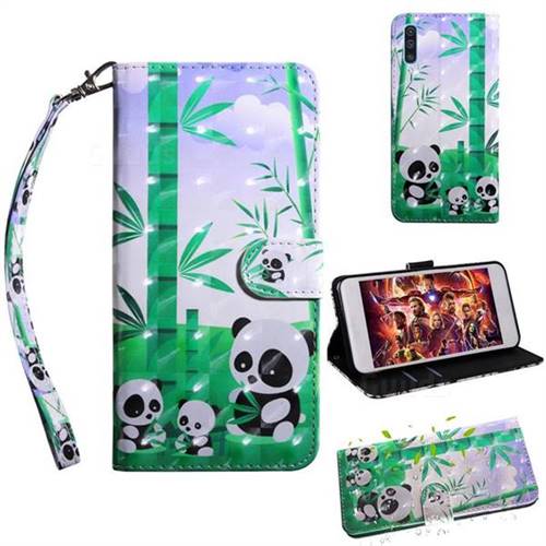 Eating Bamboo Pandas 3D Painted Leather Wallet Case for Samsung Galaxy M30