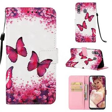 Rose Butterfly 3D Painted Leather Wallet Case for Samsung Galaxy M30
