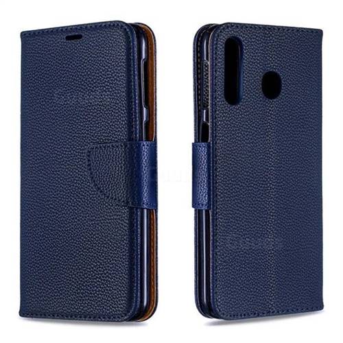 Classic Luxury Litchi Leather Phone Wallet Case for Samsung Galaxy M30 - Blue