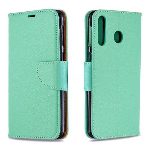Classic Luxury Litchi Leather Phone Wallet Case for Samsung Galaxy M30 - Green
