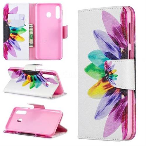 Seven-color Flowers Leather Wallet Case for Samsung Galaxy M30