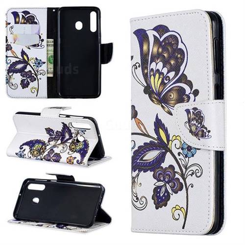 Butterflies and Flowers Leather Wallet Case for Samsung Galaxy M30