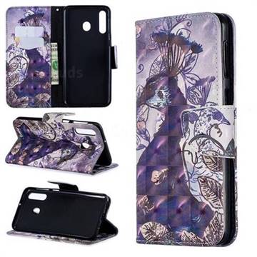Purple Peacock 3D Painted Leather Wallet Phone Case for Samsung Galaxy M30