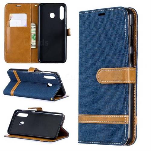 Jeans Cowboy Denim Leather Wallet Case for Samsung Galaxy M30 - Dark Blue