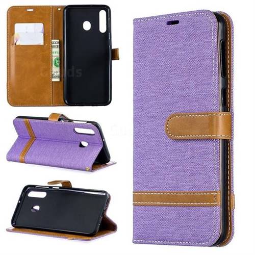 Jeans Cowboy Denim Leather Wallet Case for Samsung Galaxy M30 - Purple