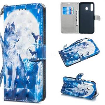 Ice Wolf 3D Painted Leather Wallet Phone Case for Samsung Galaxy M30