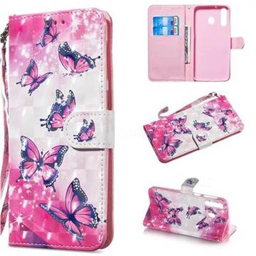 Pink Butterfly 3D Painted Leather Wallet Phone Case for Samsung Galaxy M30