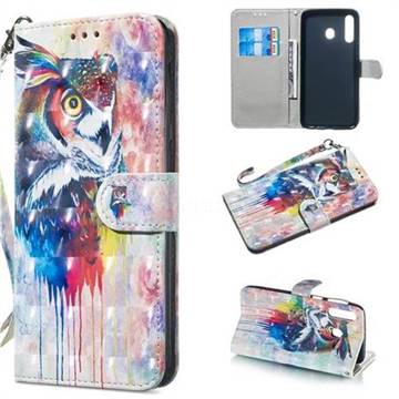 Watercolor Owl 3D Painted Leather Wallet Phone Case for Samsung Galaxy M30