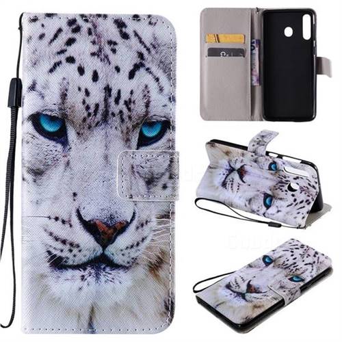 White Leopard PU Leather Wallet Case for Samsung Galaxy M30