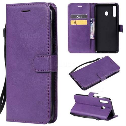 Retro Greek Classic Smooth PU Leather Wallet Phone Case for Samsung Galaxy M30 - Purple