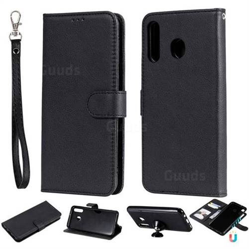 Retro Greek Detachable Magnetic PU Leather Wallet Phone Case for Samsung Galaxy M30 - Black
