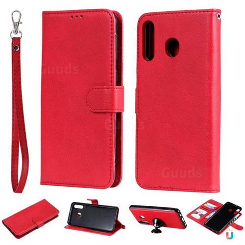 Retro Greek Detachable Magnetic PU Leather Wallet Phone Case for Samsung Galaxy M30 - Red