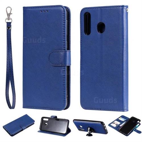 Retro Greek Detachable Magnetic PU Leather Wallet Phone Case for Samsung Galaxy M30 - Blue