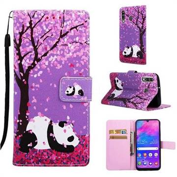 Cherry Blossom Panda Matte Leather Wallet Phone Case for Samsung Galaxy M30