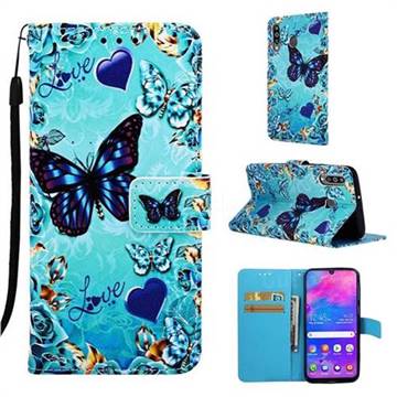 Love Butterfly Matte Leather Wallet Phone Case for Samsung Galaxy M30