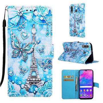 Tower Butterfly Matte Leather Wallet Phone Case for Samsung Galaxy M30