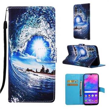 Waves and Sun Matte Leather Wallet Phone Case for Samsung Galaxy M30