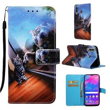 Mirror Cat Matte Leather Wallet Phone Case for Samsung Galaxy M30