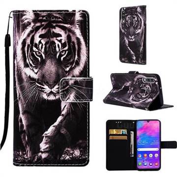 Black and White Tiger Matte Leather Wallet Phone Case for Samsung Galaxy M30