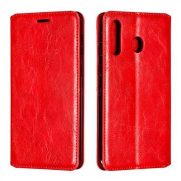 Retro Slim Magnetic Crazy Horse PU Leather Wallet Case for Samsung Galaxy M30 - Red