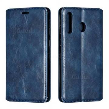 Retro Slim Magnetic Crazy Horse PU Leather Wallet Case for Samsung Galaxy M30 - Blue