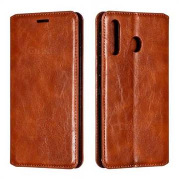 Retro Slim Magnetic Crazy Horse PU Leather Wallet Case for Samsung Galaxy M30 - Brown