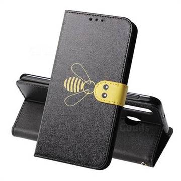 Silk Texture Bee Pattern Leather Phone Case for Samsung Galaxy M30 - Black