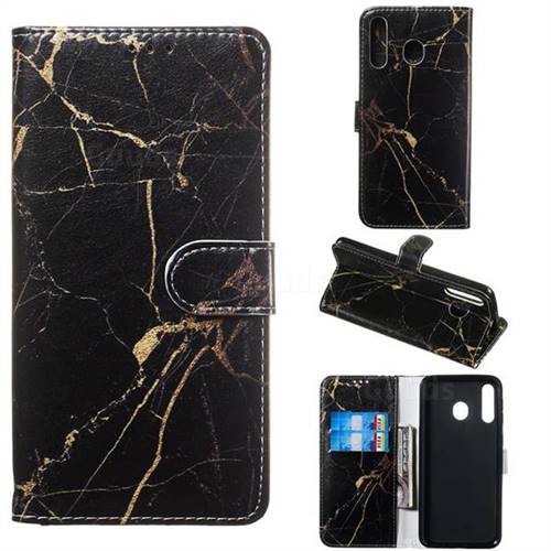 Black Gold Marble PU Leather Wallet Case for Samsung Galaxy M30