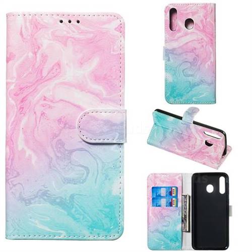 Pink Green Marble PU Leather Wallet Case for Samsung Galaxy M30