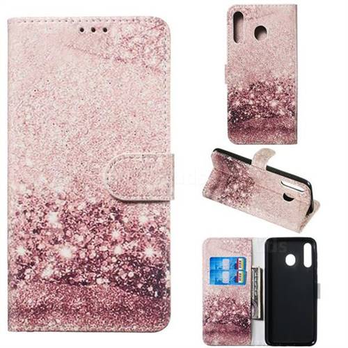 Glittering Rose Gold PU Leather Wallet Case for Samsung Galaxy M30