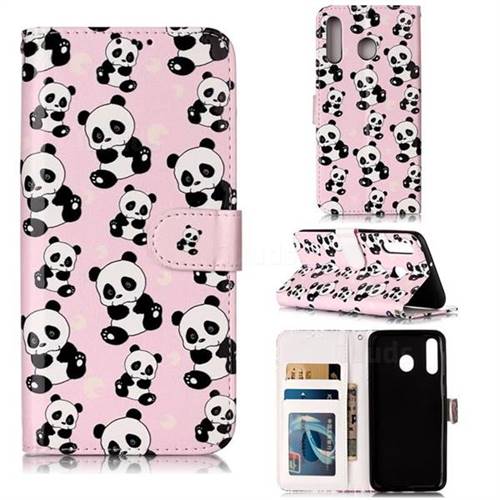 Cute Panda 3D Relief Oil PU Leather Wallet Case for Samsung Galaxy M30