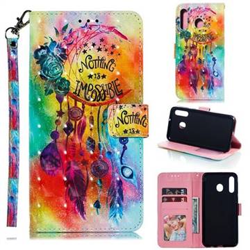 Flower Wind Chimes 3D Painted Leather Phone Wallet Case for Samsung Galaxy M30