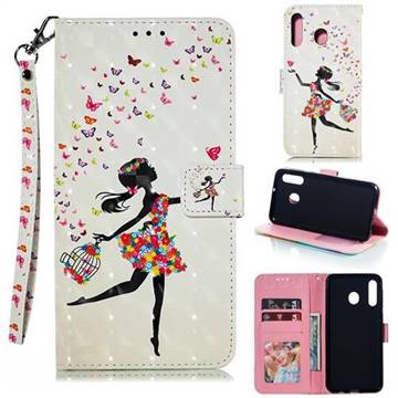Flower Girl 3D Painted Leather Phone Wallet Case for Samsung Galaxy M30