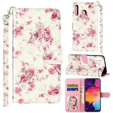 Rambler Rose Flower 3D Leather Phone Holster Wallet Case for Samsung Galaxy M30