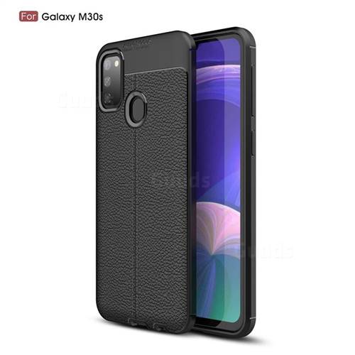 Luxury Auto Focus Litchi Texture Silicone TPU Back Cover for Samsung Galaxy M30s - Black