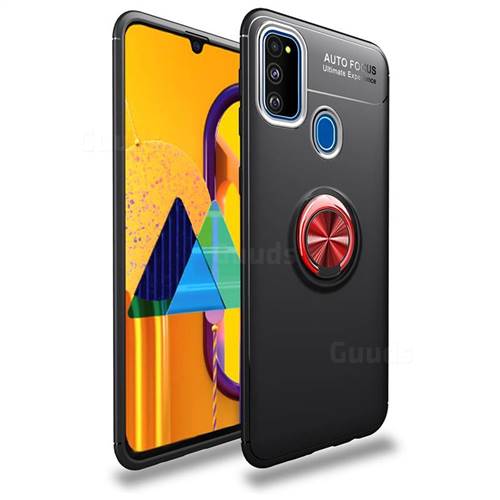 Auto Focus Invisible Ring Holder Soft Phone Case for Samsung Galaxy M30s - Black Red