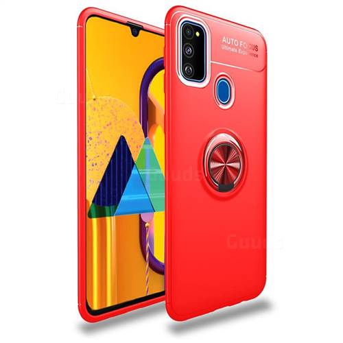 Auto Focus Invisible Ring Holder Soft Phone Case for Samsung Galaxy M30s - Red