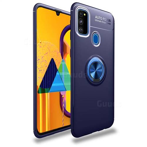 Auto Focus Invisible Ring Holder Soft Phone Case for Samsung Galaxy M30s - Blue