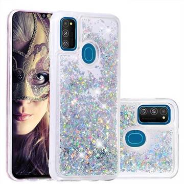 Dynamic Liquid Glitter Quicksand Sequins TPU Phone Case for Samsung Galaxy M30s - Silver