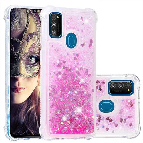 Dynamic Liquid Glitter Sand Quicksand TPU Case for Samsung Galaxy M30s - Pink Love Heart