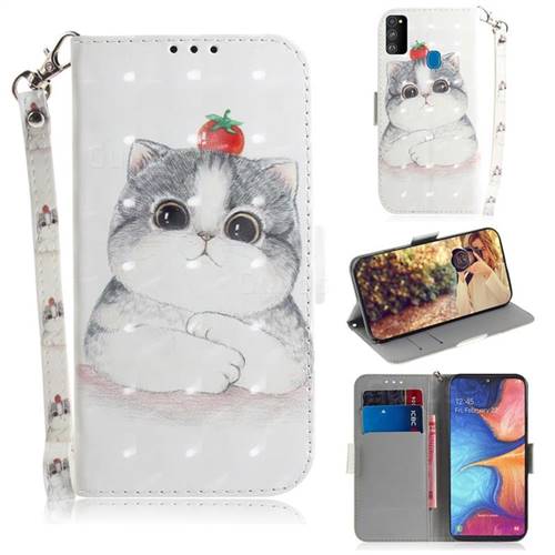 Cute Tomato Cat 3D Painted Leather Wallet Phone Case for Samsung Galaxy M30s