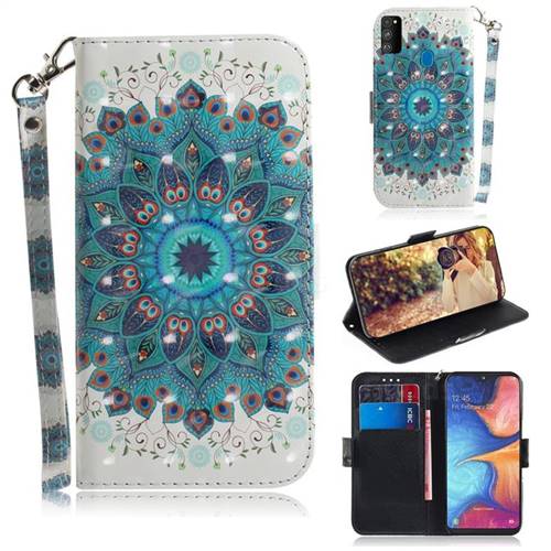 Peacock Mandala 3D Painted Leather Wallet Phone Case for Samsung Galaxy M30s