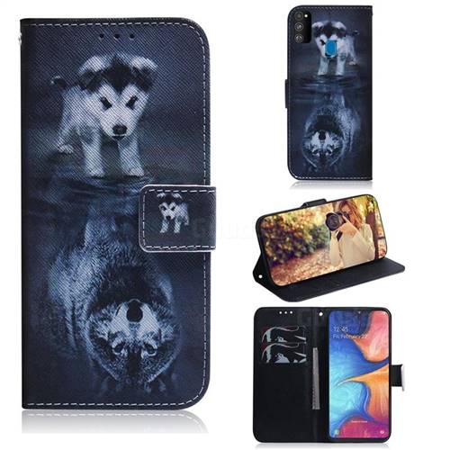 Wolf and Dog PU Leather Wallet Case for Samsung Galaxy M30s