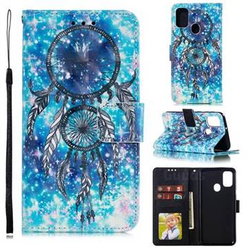 Blue Wind Chime 3D Painted Leather Phone Wallet Case for Samsung Galaxy M30s