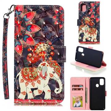 Phoenix Elephant 3D Painted Leather Phone Wallet Case for Samsung Galaxy M30s