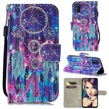 Star Wind Chimes 3D Painted Leather Wallet Phone Case for Samsung Galaxy M30s
