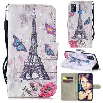 Paris Tower 3D Painted Leather Wallet Phone Case for Samsung Galaxy M30s