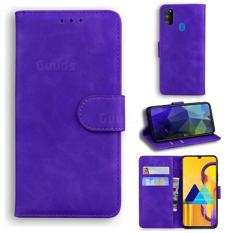Retro Classic Skin Feel Leather Wallet Phone Case for Samsung Galaxy M30s - Purple